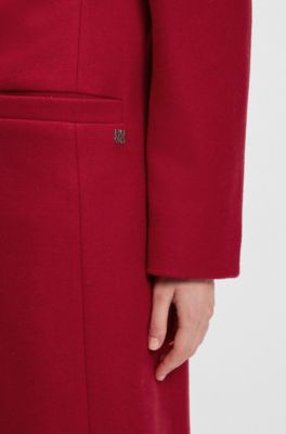 Manteau Relaxed en laine m&eacute;lang&eacute;e, Rouge