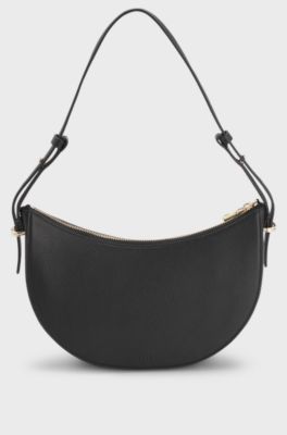 Leather shoulder bag with Double B monogram, Black