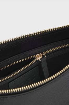 Leather shoulder bag with Double B monogram, Black