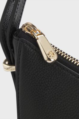 Leather shoulder bag with Double B monogram, Black