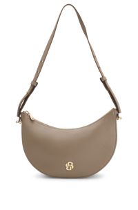 Borsa a tracolla in pelle con monogramma Double B, Beige