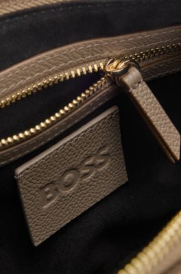 Leather shoulder bag with Double B monogram, Beige