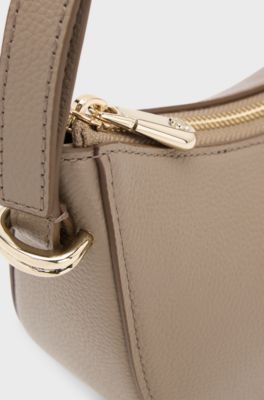 Leather shoulder bag with Double B monogram, Beige
