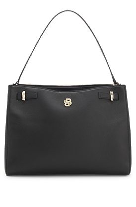 Leather tote bag with Double B monogram