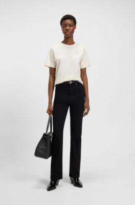 Leather tote bag with Double B monogram, Black