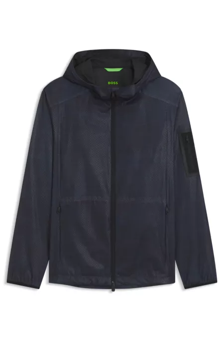 Active hooded parka jacket with all-over print