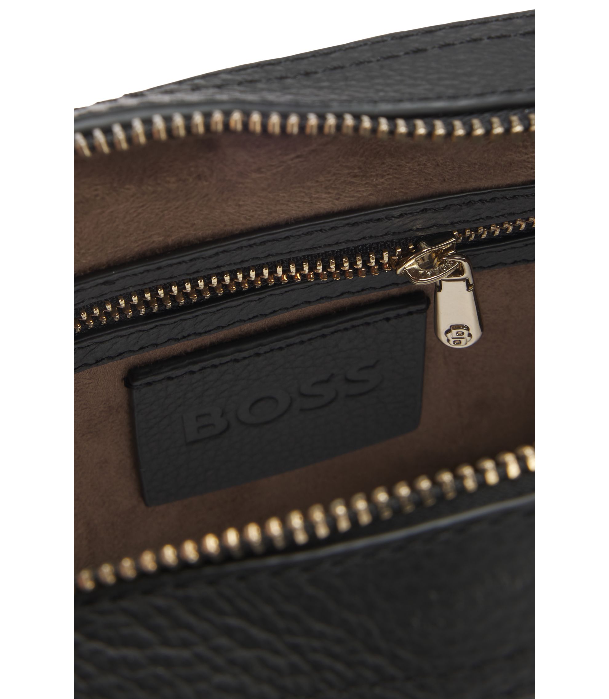 BOSS - クロスボディバッグ グレインレザー レタリングロゴ - ブラック