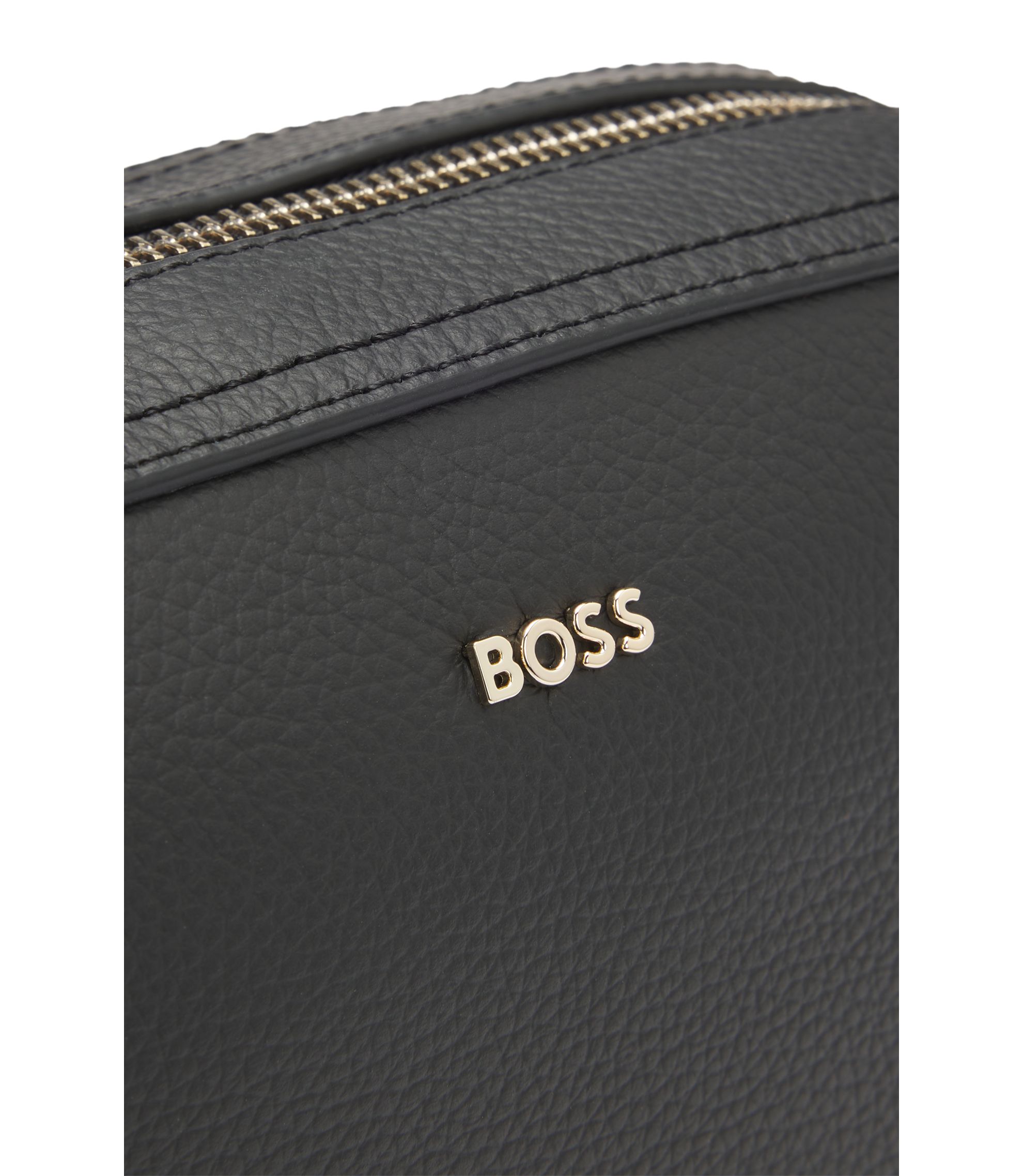BOSS - クロスボディバッグ グレインレザー レタリングロゴ - ブラック