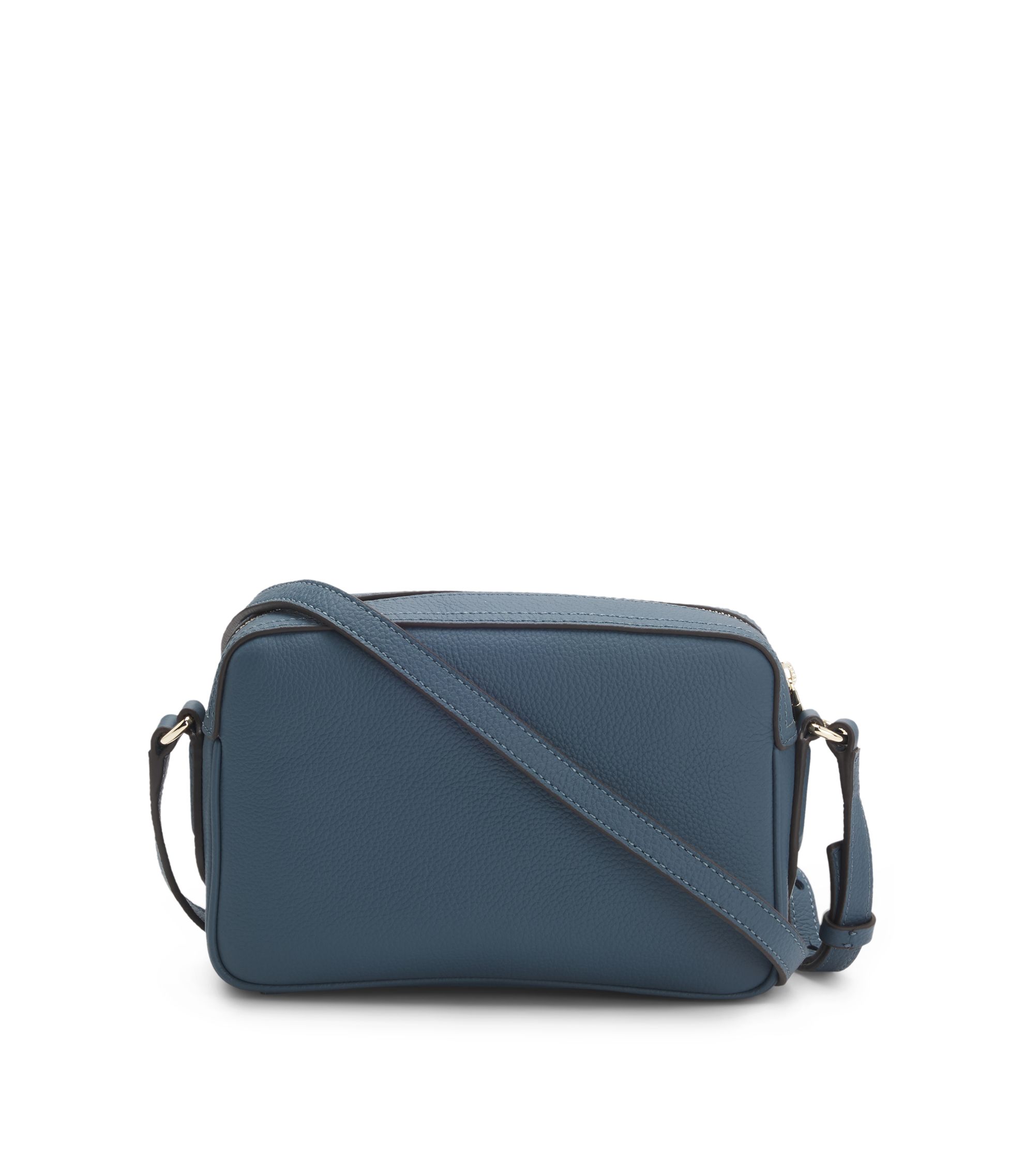BOSS - Crossbody bag in grained leather with logo lettering - Blue