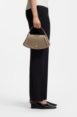 Ariell shoulder bag in grained leather, Light Brown