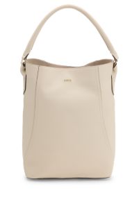 Beuteltasche aus genarbtem Leder, Hellbeige