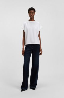 Relaxed-fit T-shirt in cotton jersey with handwritten logo, White