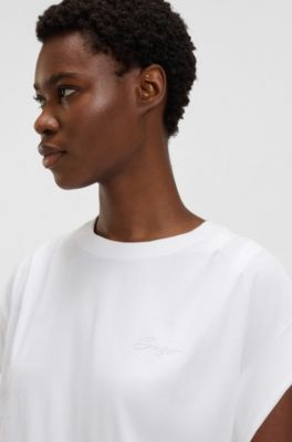 Relaxed-fit T-shirt in cotton jersey with handwritten logo, White