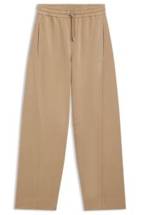 Balloon trousers in stretch jersey with embroidered logo, Beige