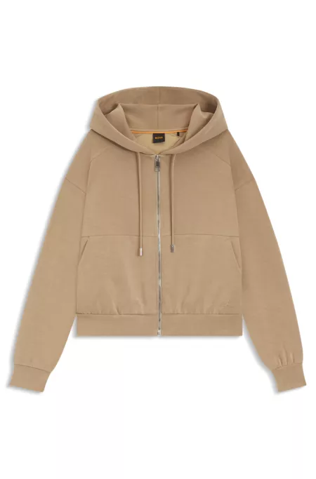 Oversized-fit zip-up hoodie with logo embroidery