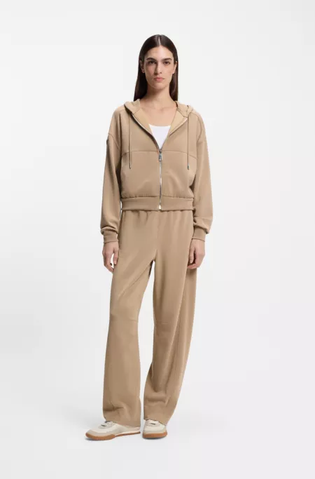 Oversized-fit zip-up hoodie with logo embroidery