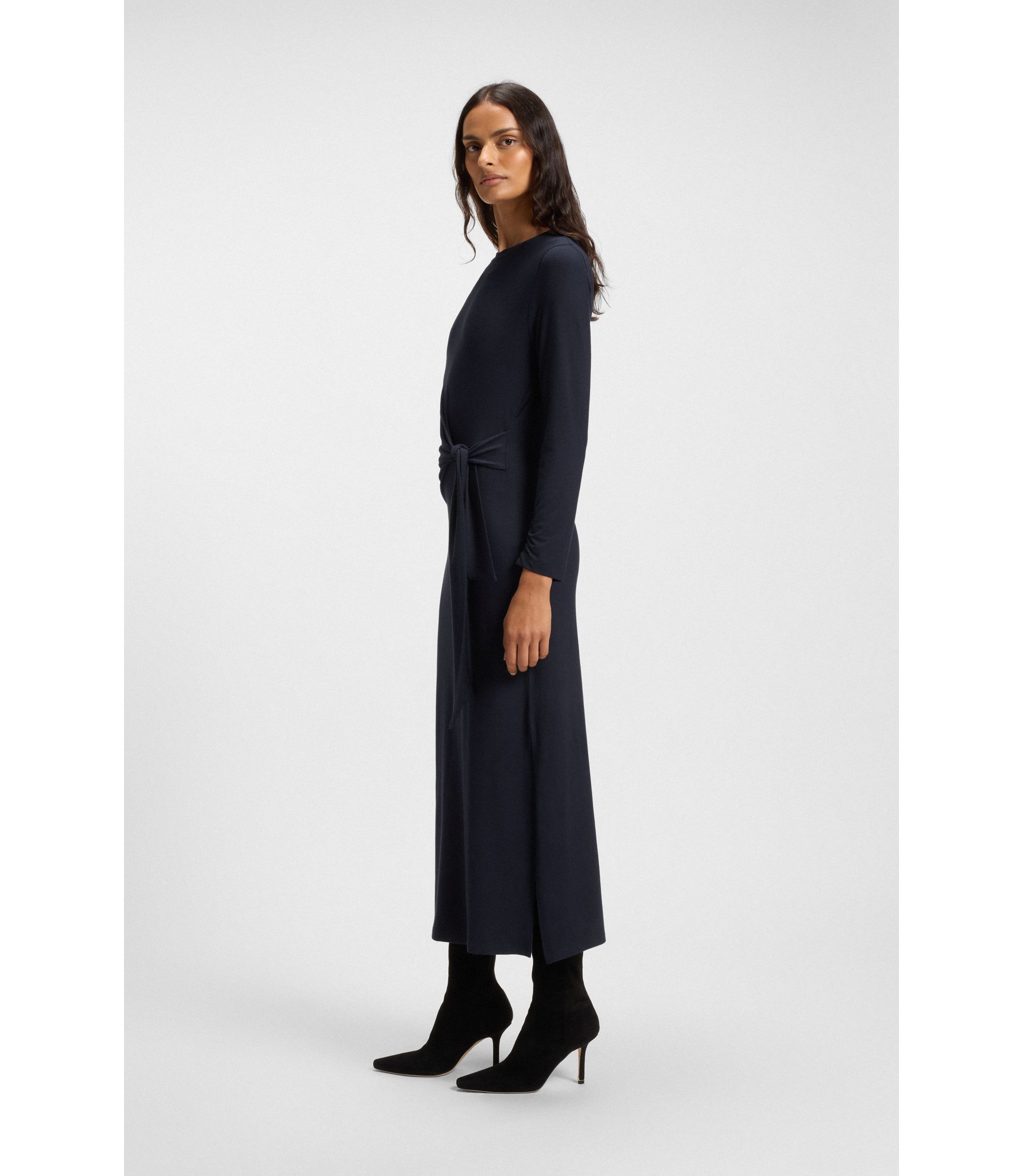 igi イジ　ドッキングプリーツベスト　musubore ナルシス BOSS - Stretch-jersey dress with knotted waist detail - Dark Blue