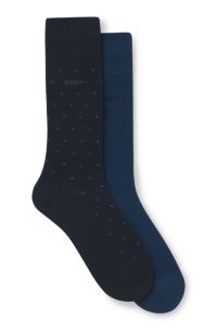 Lot de deux paires de chaussettes mi-mollet en bambou mélangé, Bleu foncé