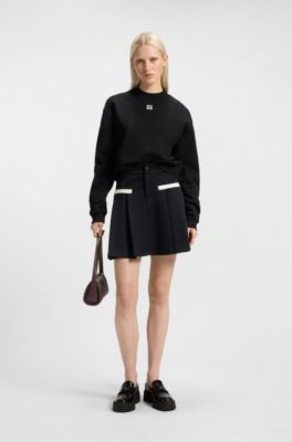 Textured hobo bag with stacked-logo trim, Dark Brown