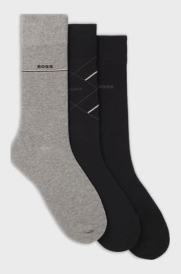 Three-pack of regular-length socks with logos, Black / Grey