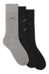 Three-pack of regular-length socks with logos, Black / Grey