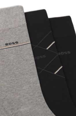 Three-pack of regular-length socks with logos, Black / Grey