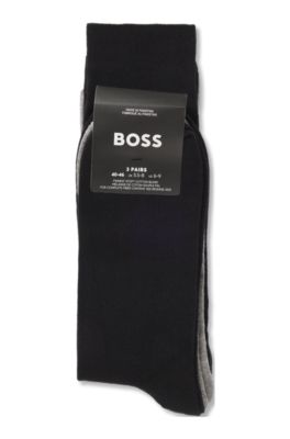 Three-pack of regular-length socks with logos, Black / Grey