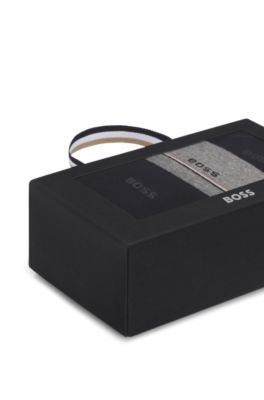 Three-pack of regular-length socks with logos, Black / Grey