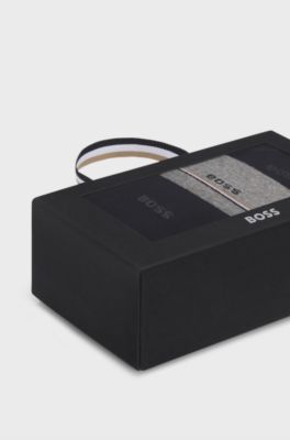 로고 레귤러 삭스 3켤레 세트, 블랙 / 그레이