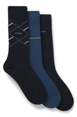 Three-pack of regular-length socks with logos, Dark Blue / Light Blue