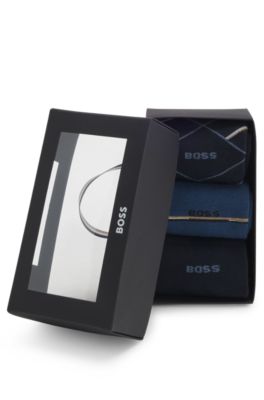 Three-pack of regular-length socks with logos, Dark Blue / Light Blue