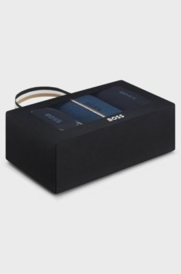 로고 레귤러 삭스 3켤레 세트, 다크 블루 / 라이트 블루