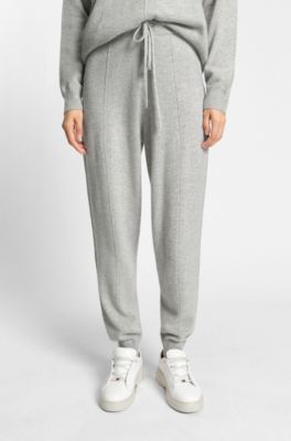 Cuffed tracksuit bottoms in cashmere, Light Grey
