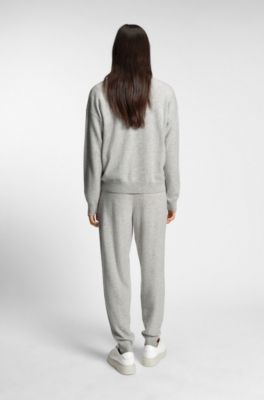 Tapered-fit tracksuit bottoms in cashmere, Light Grey