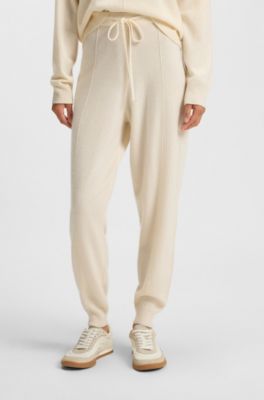 Tapered-fit tracksuit bottoms in cashmere, Natural