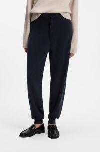 Tapered-fit tracksuit bottoms in cashmere, Dark Blue