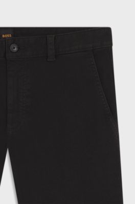 Chinos in soft-motion cotton-blend denim, Black