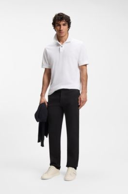 Chinos in soft-motion cotton-blend denim, Black
