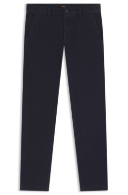 Chinos in soft-motion cotton-blend denim, Dark Blue