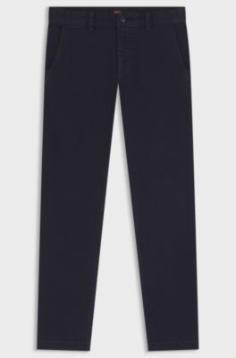 Chinos in soft-motion cotton-blend denim, Dark Blue