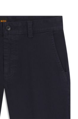 Chinos in soft-motion cotton-blend denim, Dark Blue