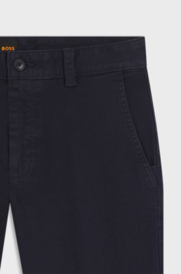 Chinos in soft-motion cotton-blend denim, Dark Blue