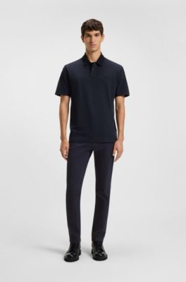 Chinos in soft-motion cotton-blend denim, Dark Blue