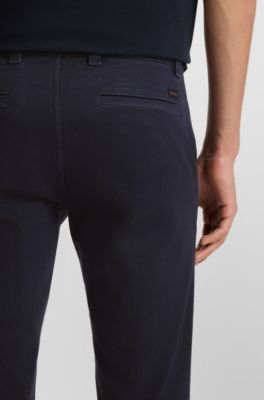 Chinos in soft-motion cotton-blend denim, Dark Blue