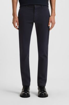 Chinos in soft-motion cotton-blend denim, Dark Blue