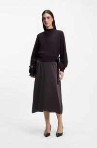 Two-in-one dress with wool-cashmere sweater layer, Dark Purple