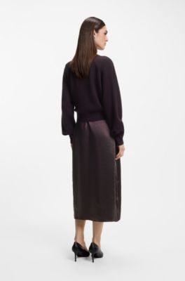 Two-in-one dress with wool-cashmere sweater layer, Dark Purple