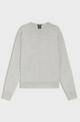 Maglione relaxed fit in 100% cashmere, Grigio chiaro