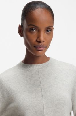 Relaxed-fit sweater in 100% cashmere, Light Grey