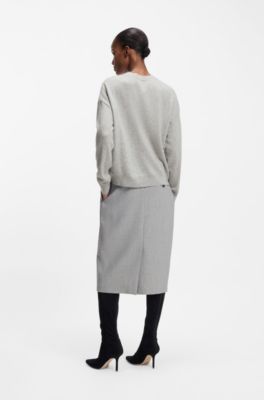 Sweater i relaxed fit i 100 % kashmir, Lysegr&aring;